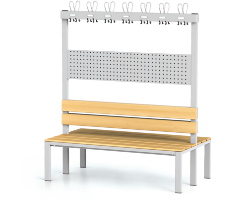 Double-sided benches with backrest and racks, beech sticks -  basic version 1800 x 1500 x 830